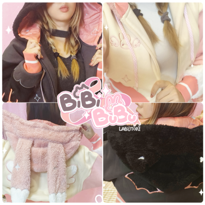 Kitty and Bunny cropped Hoodies